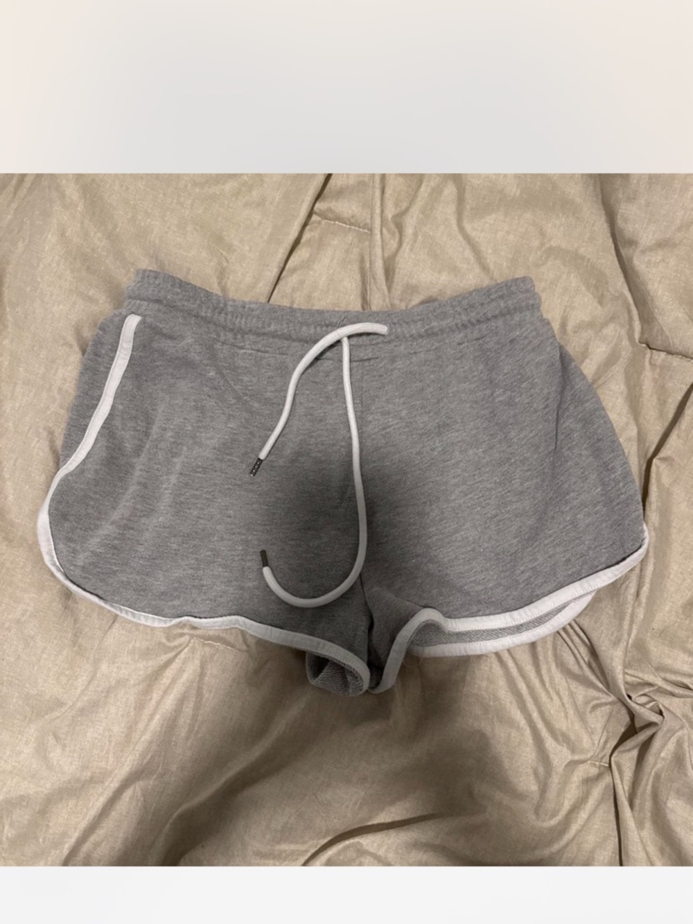 Forever 21 Gray Athletic Drawstring Shorts with White Trim